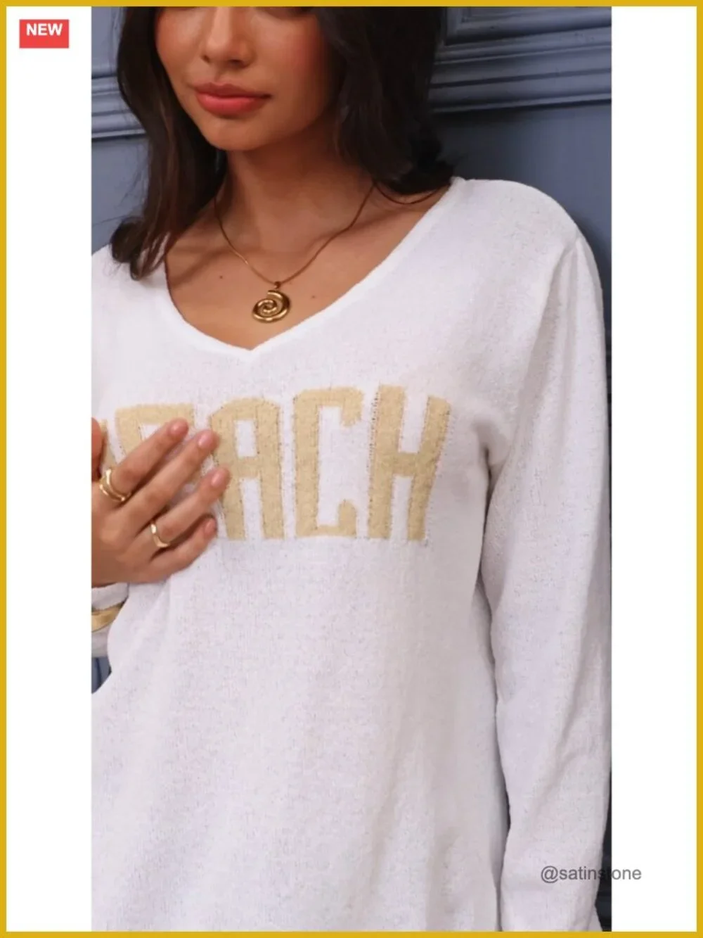 Long Sleeve V Neck Knit Crochet Cover Up Beach Sweater